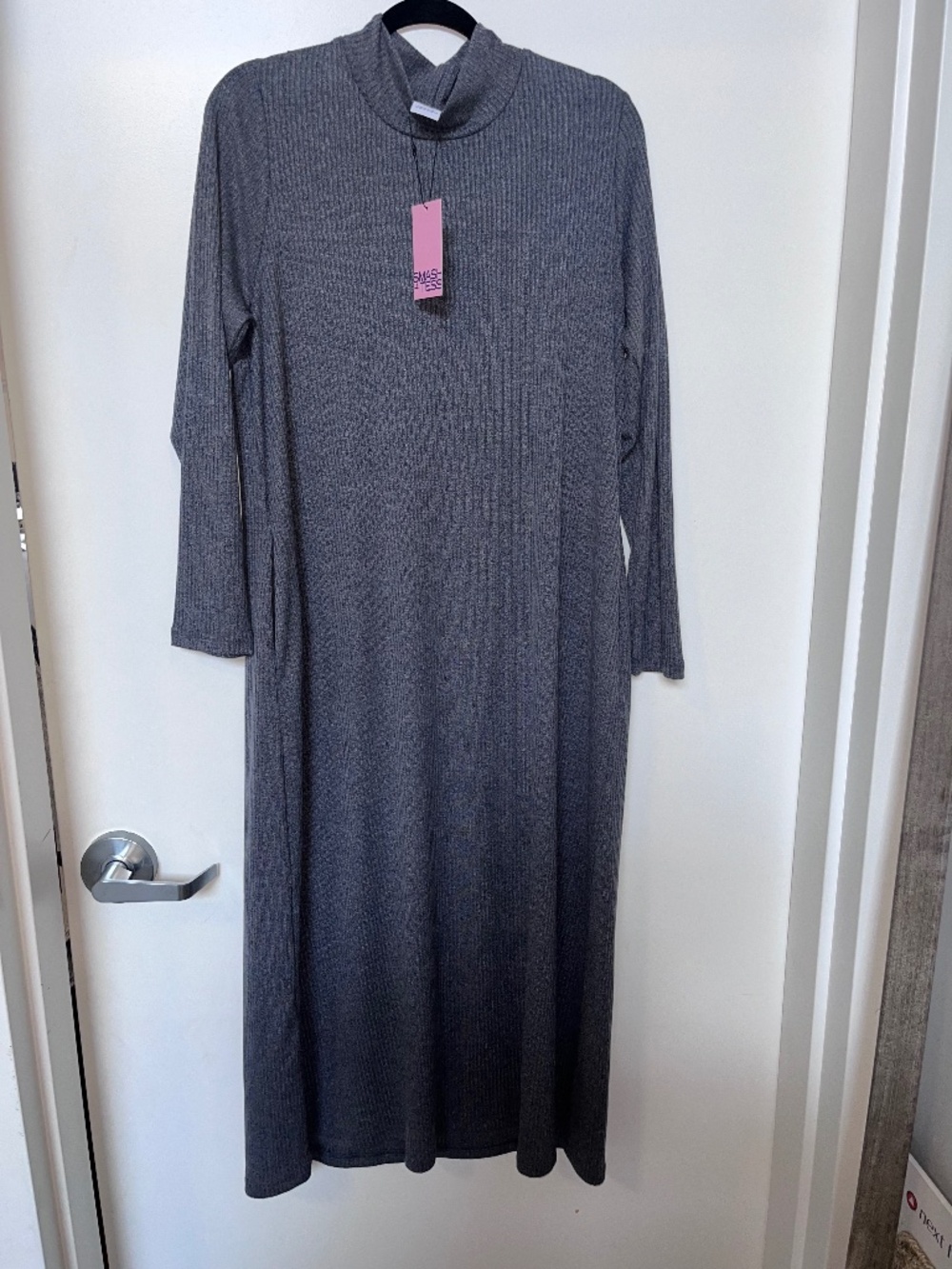 NWT smash and tess gabriella ribbed grey midi dress long sleeve turtle neck